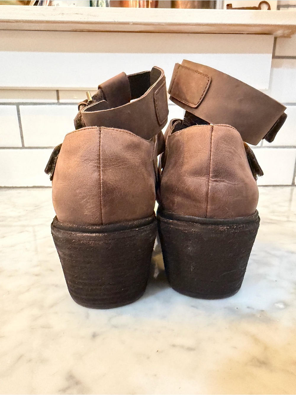 Jeffrey Campbell Elective Fisherman Sandals in Brown Crazy Horse - Picture 4 of 5